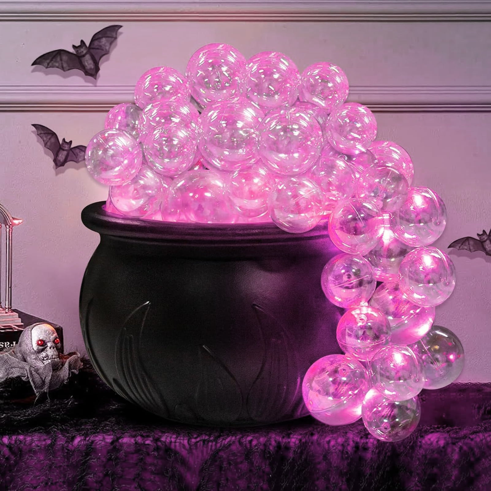 Callipe DIY Bubbling Cauldron Decoration Halloween Witch Cauldron with Remote Control Plastic ...