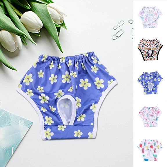 Callipe Dog Menstrual Pants Female Dog Diapers Briefs Elasticity Puppy Underwear Pet Menstrual Towel Prevent Male Dogs Heat Excitability Incontinence Cartoon Pattern Dog Clothes