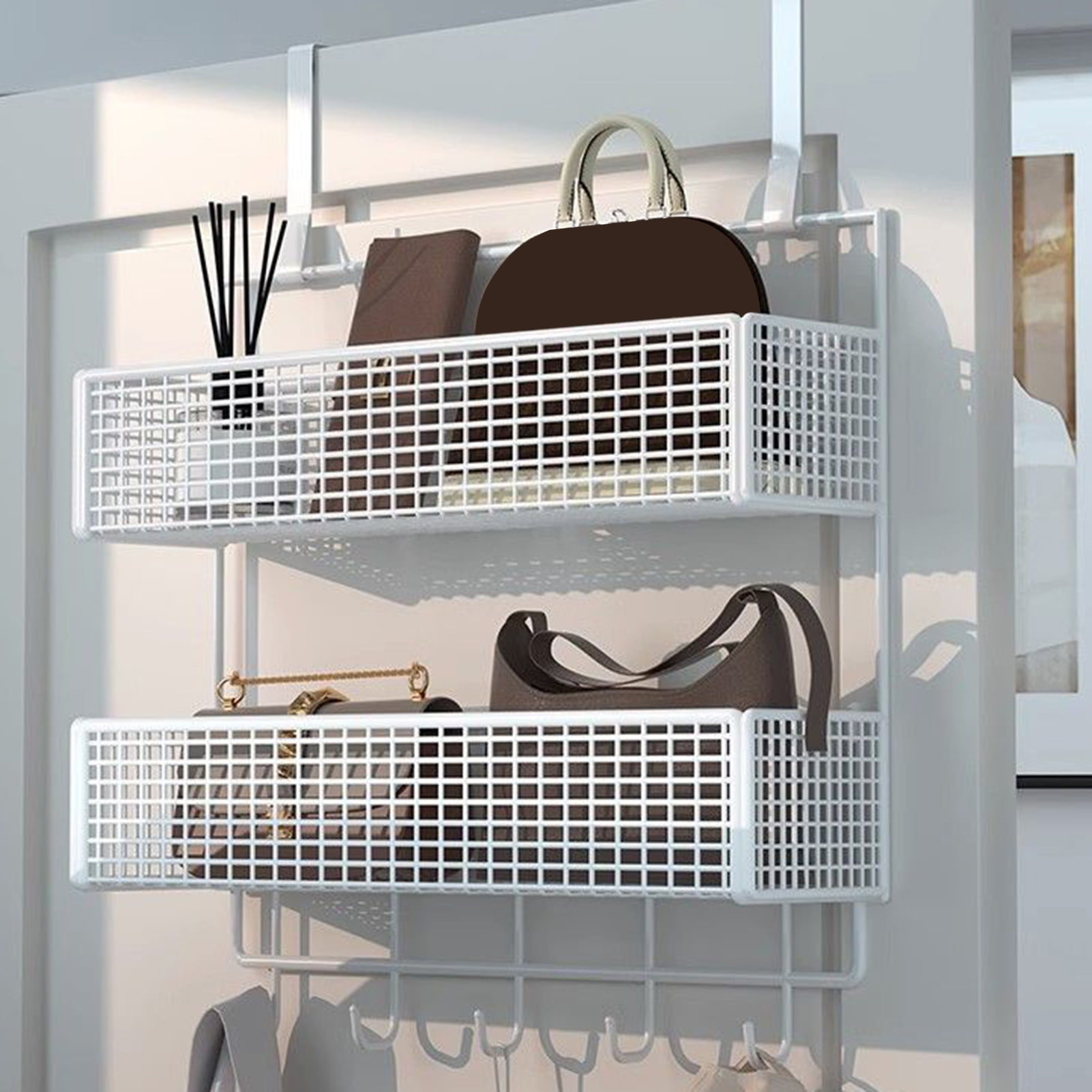 Callipe Door Organizer Storage Rack with Hooks Sturdy Construction Mesh ...