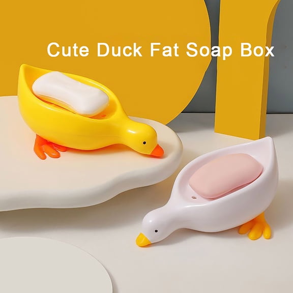 Callipe Duck Soap Box Cute Cartoon Duck Shape Self-Draining Soap Dish Open Design Soap Dish for Shower Bathroom Toilet