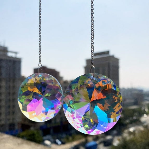 Callipe Faux Crystal Suncatcher Window Rainbow Maker Handmade Glass Hanging Pendant Lamp Chandelier Prisms for Home Garden Decor