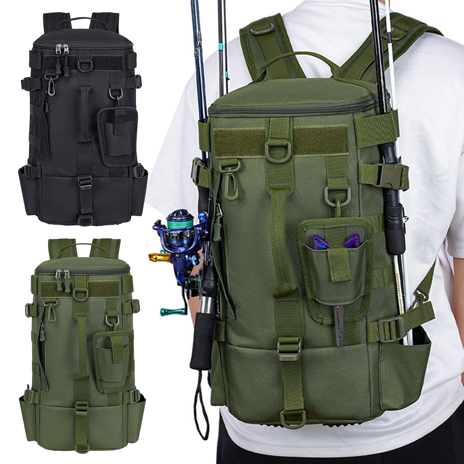 Fish Backpack Small Callipe Fishing Backpack with Rod Holder Large Capacity Waterproof ...