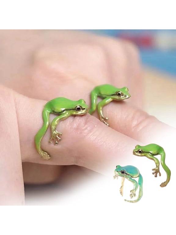 Frog Ring Cute Colorful Adjustable Tree Frog Rings Handmade Fun Jewelry Perfect Unique Gift Cute Animal Rings for Beach Summer Party.