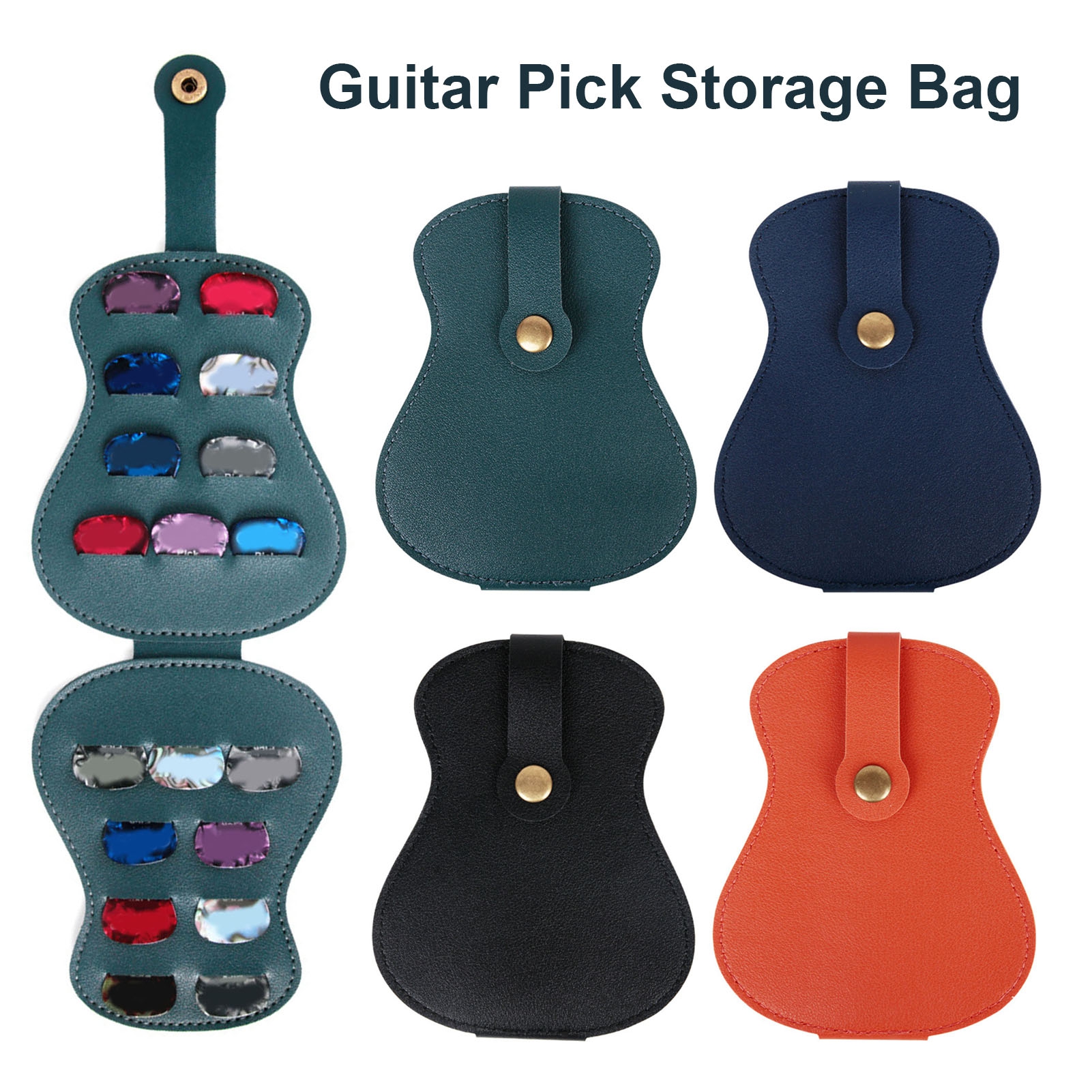 Keenso Gitarren-Pick-Halter Aus Kunstleder – Schlüsselanhänger Mit Metallring, 4 Stück, Für Picks & Münzen