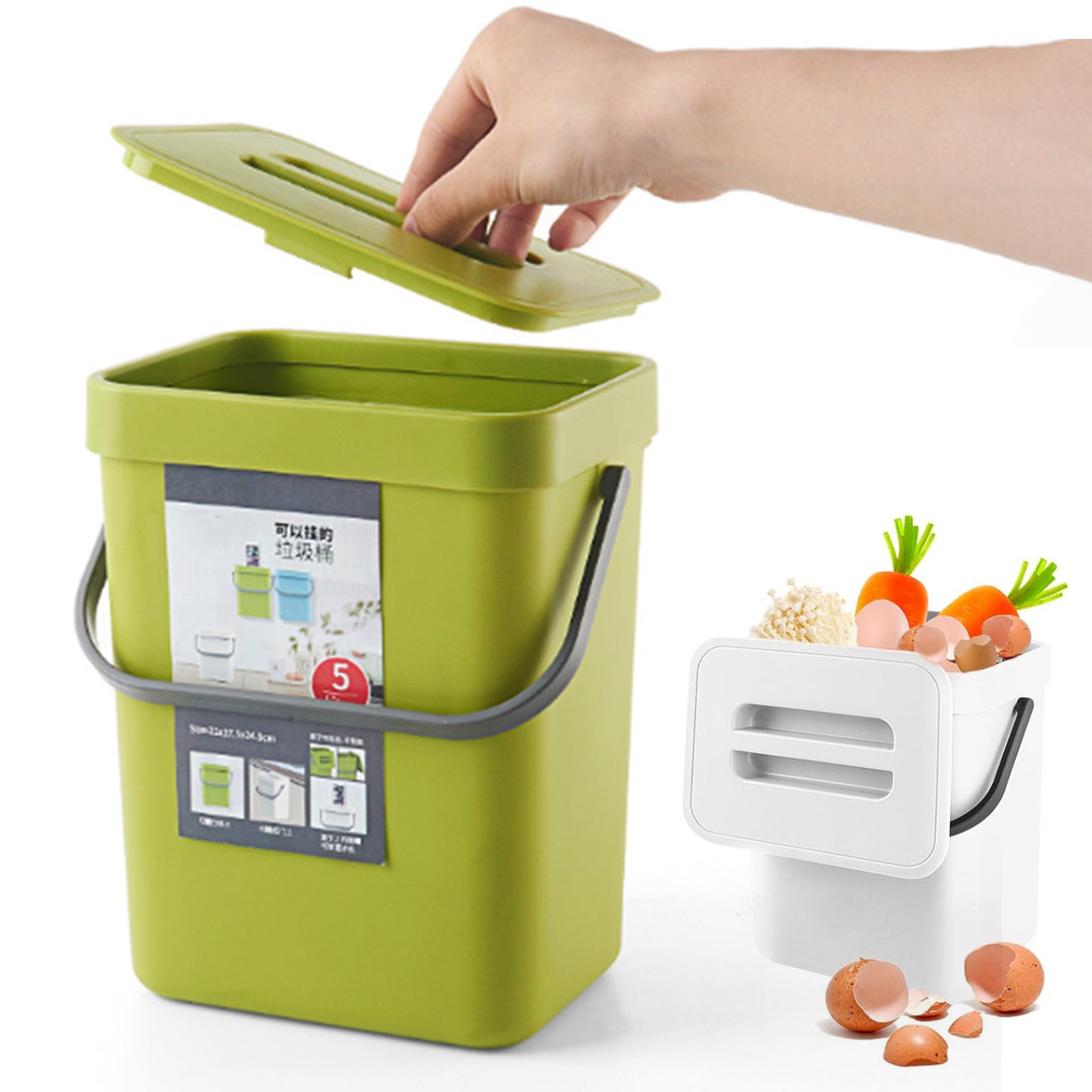 Callipe Kitchen Trash Can Hanging Organic Waste Bin Large Capacity Compact Design Bathroom Garbage Bin Container with Lid