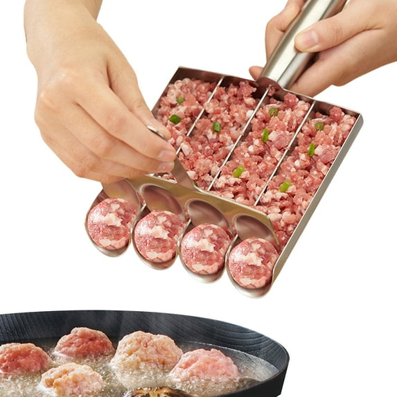 Callipe Meatball Maker Tool Stainless Steel Manual Non Stick Meatball Maker Time-Saving Portable Meatball Spoon Ball Maker Kitchen Home Cooking Tools for Beef Pork Chicken Shrimp Balls
