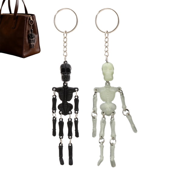 Callipe Movable Joints Skeleton Keychain, Glow-in-the-Dark Skeleton Keyring for Halloween, Handbag Backpack Purse Charm for Men Women