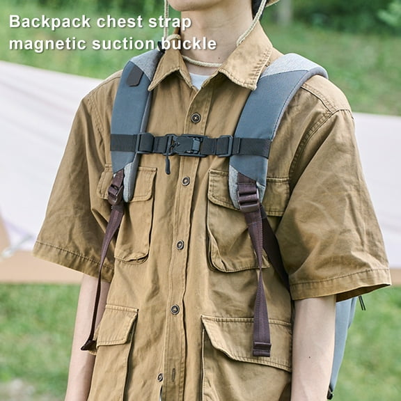 Callipe Outdoor Backpack Chest Strap Heavy Duty Adjustable Camping Backpacking Hiking Backpack Magnetic Quick Release Buckle Fixing Strap Anti-slip Chest Belt
