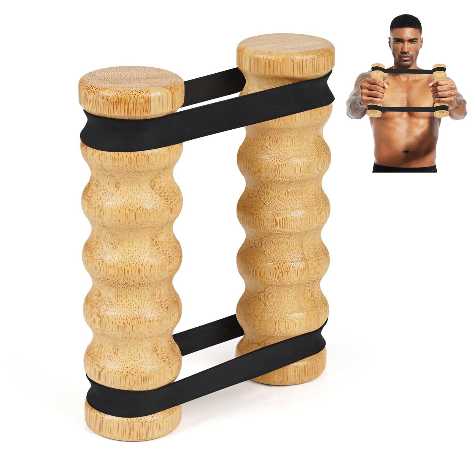 Callipe Rip Stick Upper Body Workout Equipment Adjustable Resistance Bands with Wooden Handles Home Gym Portable Arm Chest Exercise Muscle Building Equipment