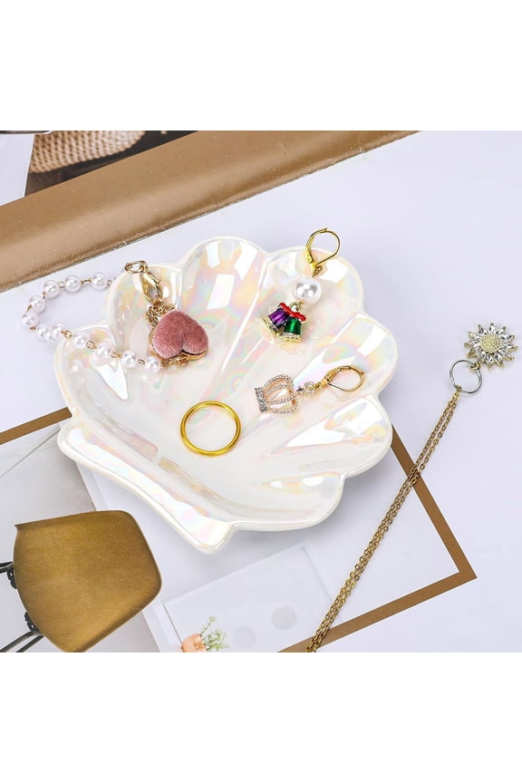 Shell Jewelry Dish Tray Jewelry Ring Holder Realistic Shape Compact Size Engagement Wedding Ring Jewelry Plate Trinket Dish
