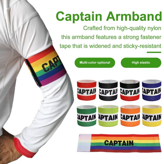 Callipe Soccer Captain Armband Outdoor Team Sports Band Adjustable Nylon Elastic Armband for Football Rugby Basketball