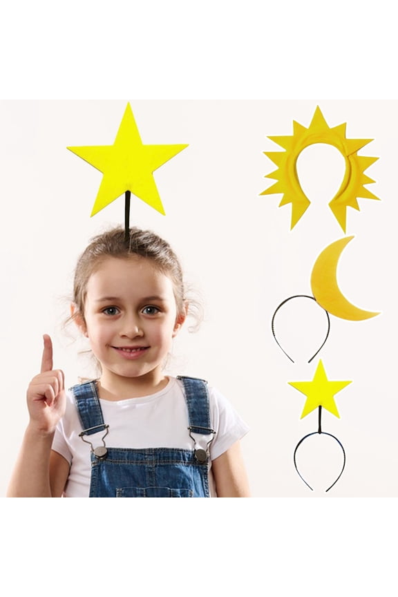 Star Moon Sun Headband Women Girls Kids Hairpiece Fabric Tiara Halloween Stage Weddings Cosplay Headgear