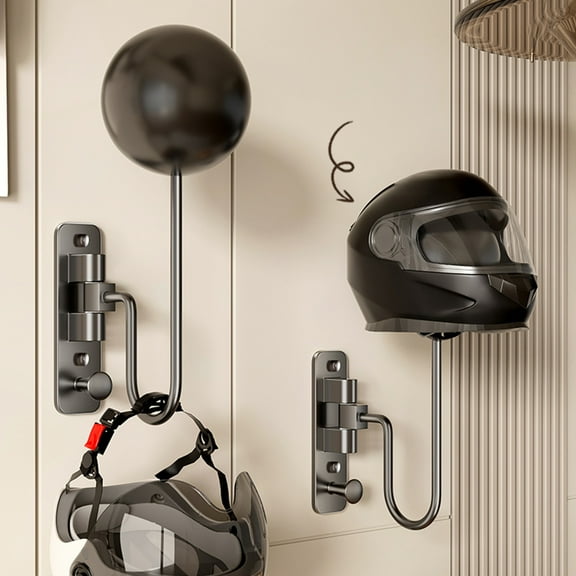 Callipe Wall Mount Motorcycle Helmet Rack 180 Degrees Rotation Heavy Duty Motorbike Bicycle Sports Helmet Display Holder Storage Hanger Stand