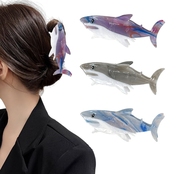 Callipe Women Hair Claw Shark Shape Anti-slip Teeth Acetate Material Hair Clip Back Head Large Hair Clip Hair Accessories