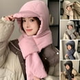 thumbnail image 1 of Callipe Women Winter Integrated Hat And Scarf Thick Warm Padded Windproof High Elasticity Full Outdoor Travel Cold Weather Cap, 1 of 8
