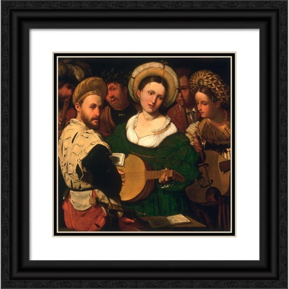 Callisto Piazza 20x20 Black Ornate Framed Double Matted Museum Art Print Titled: Musical Group