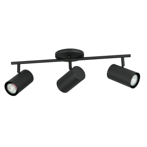 Calloway 3 Lt Fixed Track Light Structured Black Finish, Metal Cylinder Shades