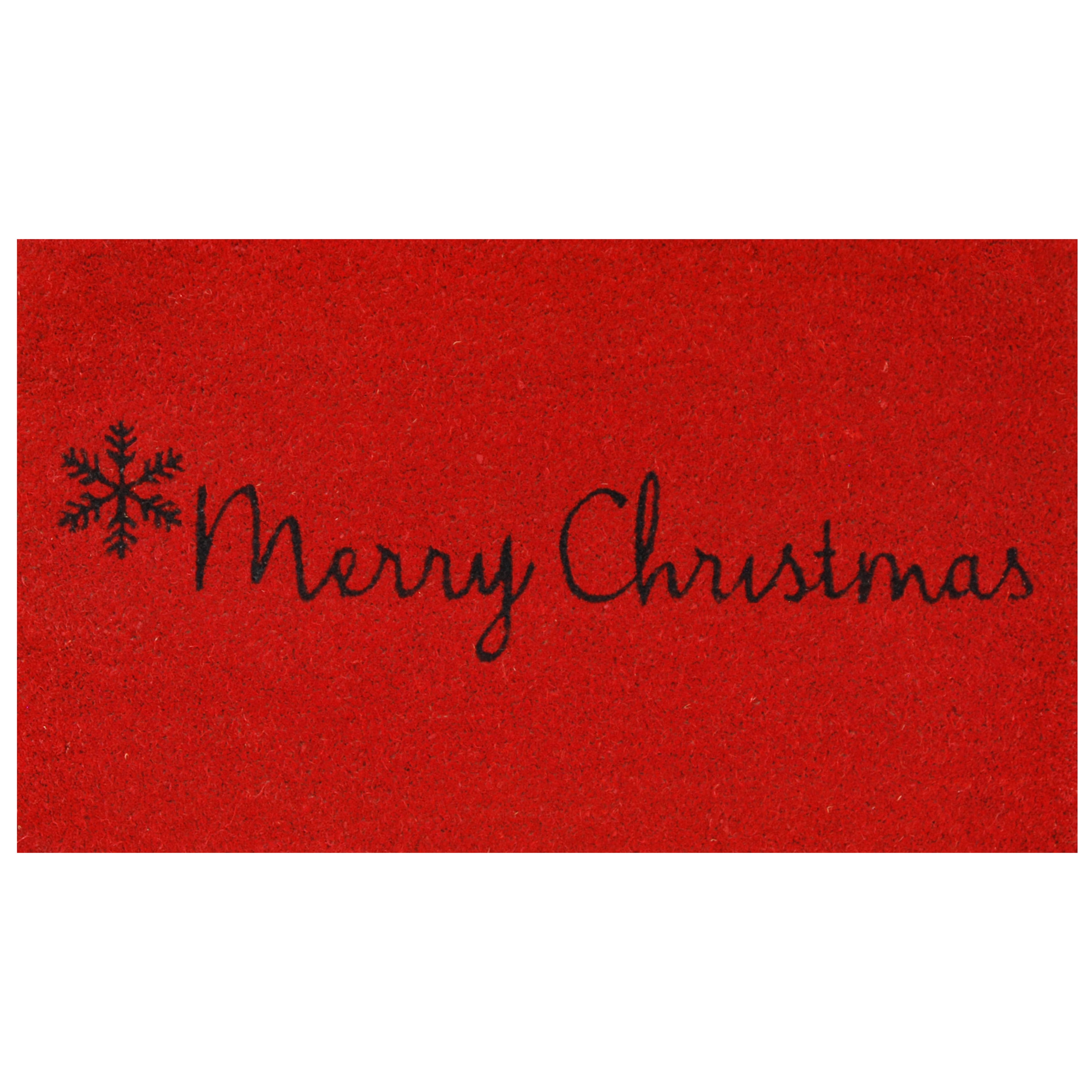 Red Coir Merry Christmas Outdoor Doormat, 24" x 36"