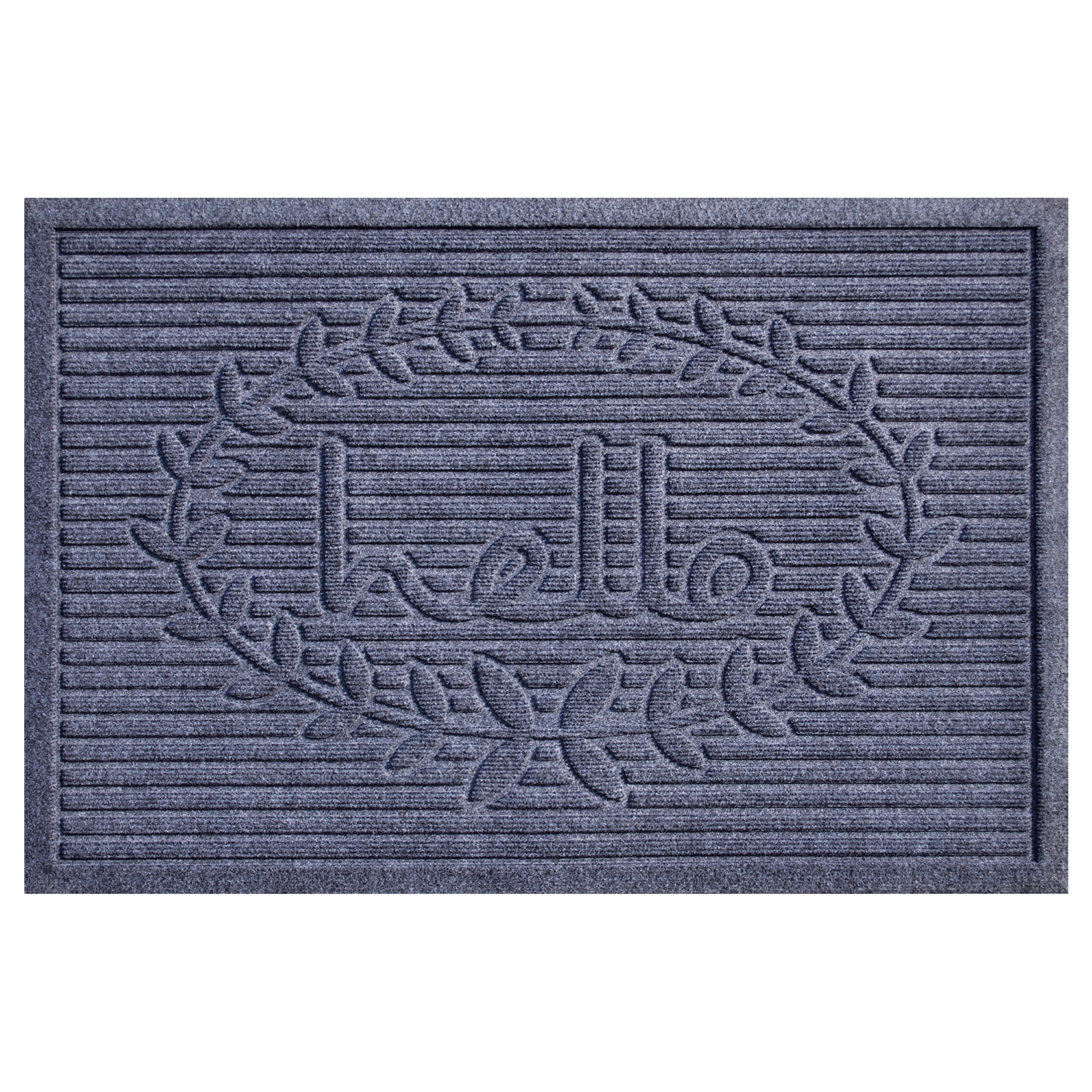 Calloway Mills 103163660 Poly Hello Indoor/Outdoor Mat, 3' x 5', Dark Grey