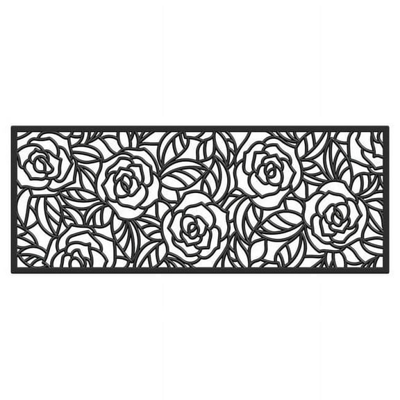 Calloway Mills 103762248 22 x 48 in. Black Rose Rubber Rectangular Doormat