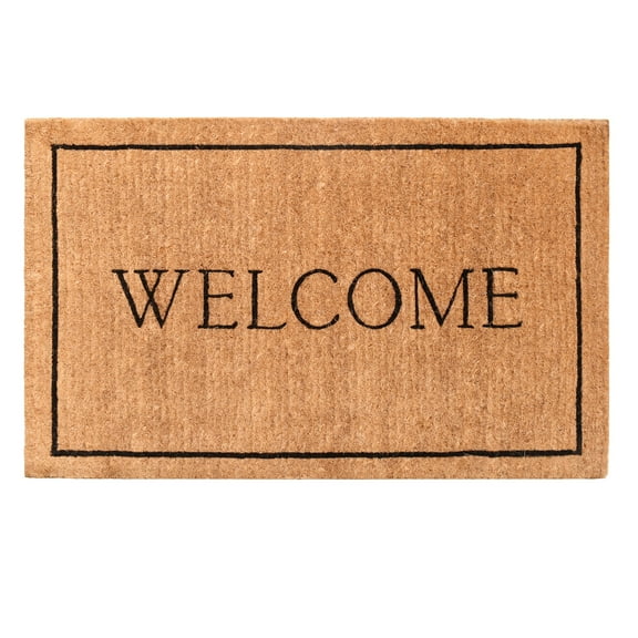 Calloway Mills 104811830 18 x 30 x 1.5 in. Welcome Border 100 Percent Coir Rectangular Doormat, Natural & Black