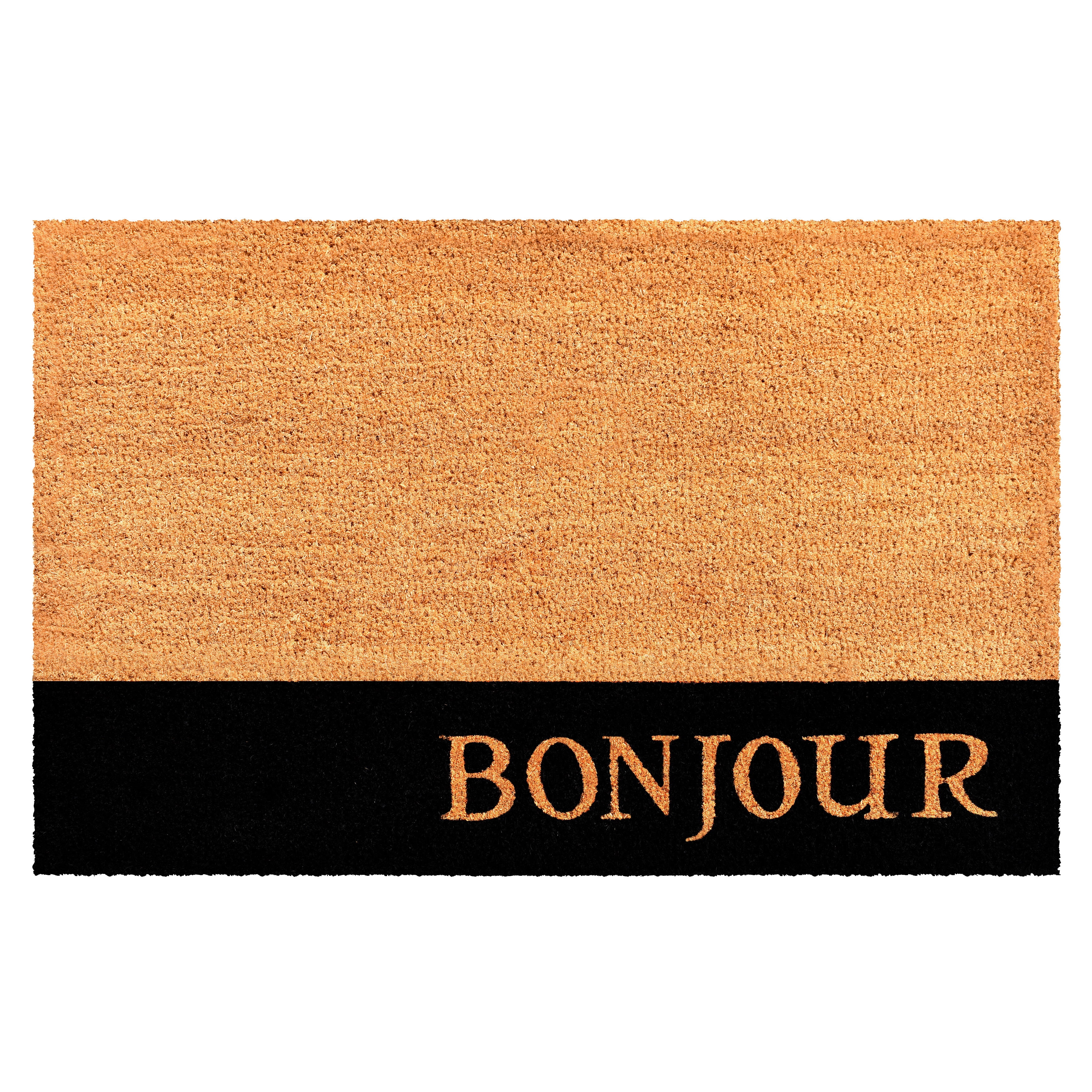 Bonjour Natural Coir and Black Vinyl Outdoor Doormat