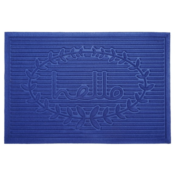 Calloway Mills 106612436 Poly Hello Indoor/Outdoor Mat, 24" x 36", Blue