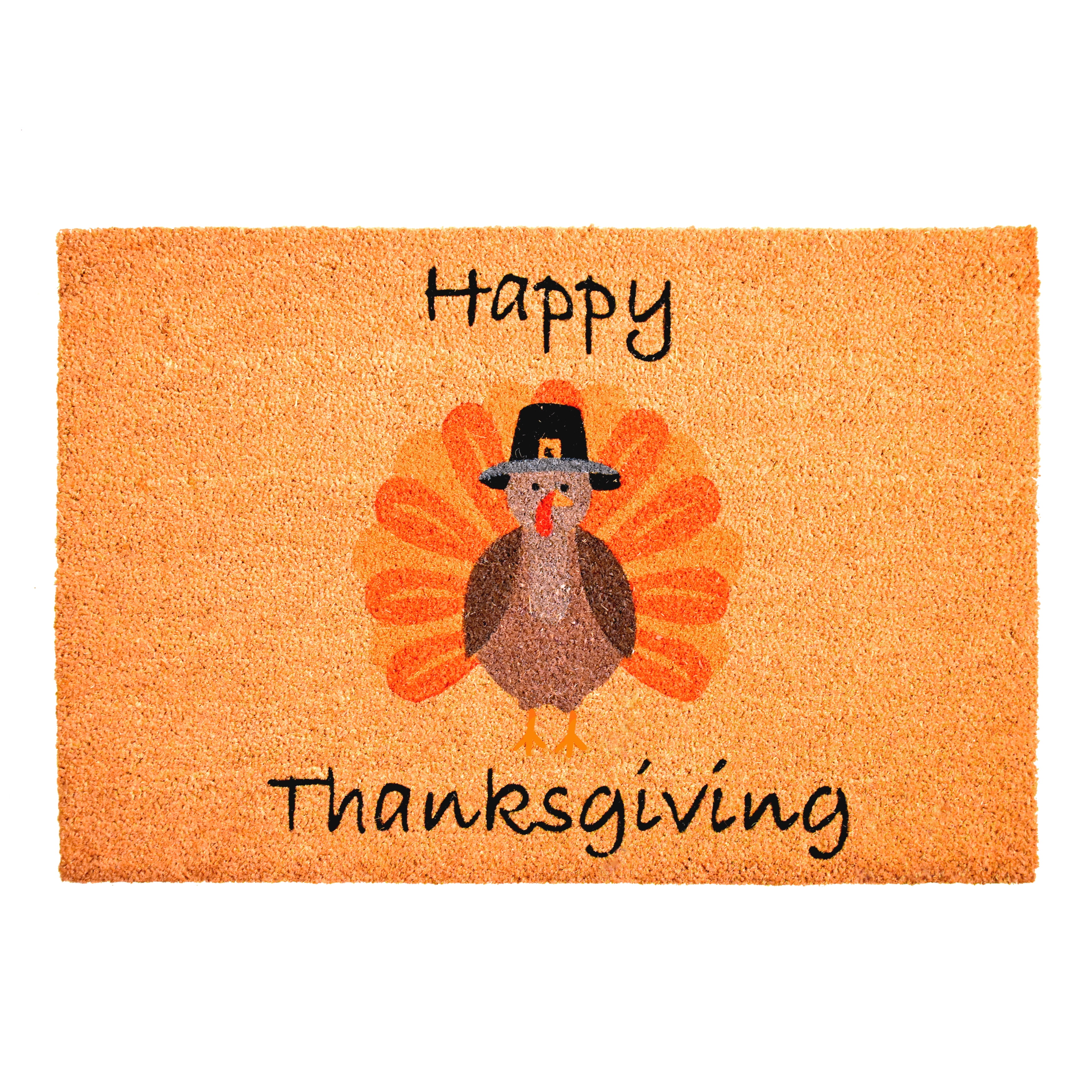 Happy Thanksgiving Coir Doormat with Turkey Design, 17" x 29"