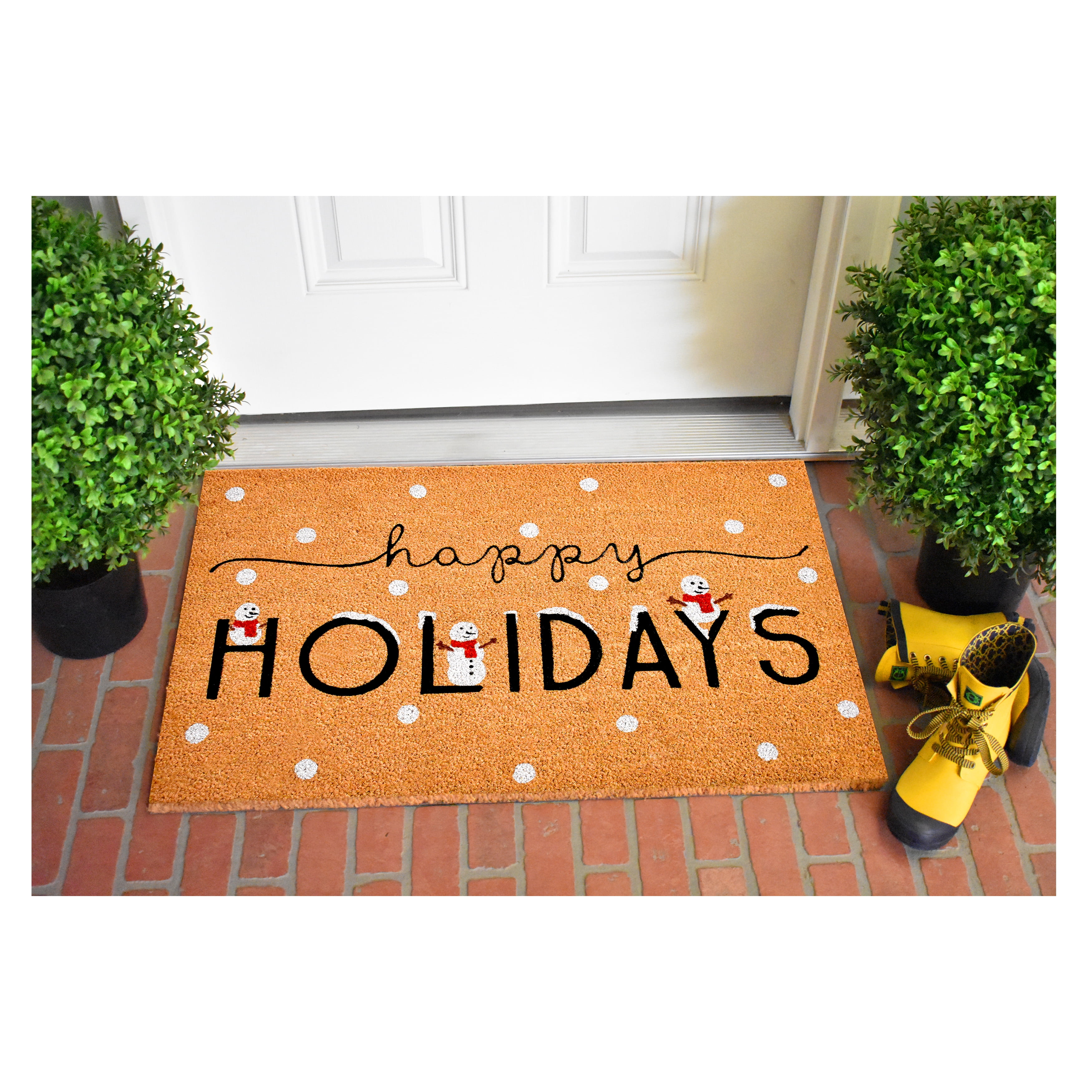 Happy Holidays Coir Outdoor Christmas Doormat 17" x 29"