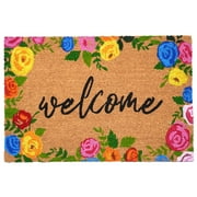 Calloway Mills 107421729 17 x 29 in. Colorful Roses Welcome Rectangular Doormat, Multi Color