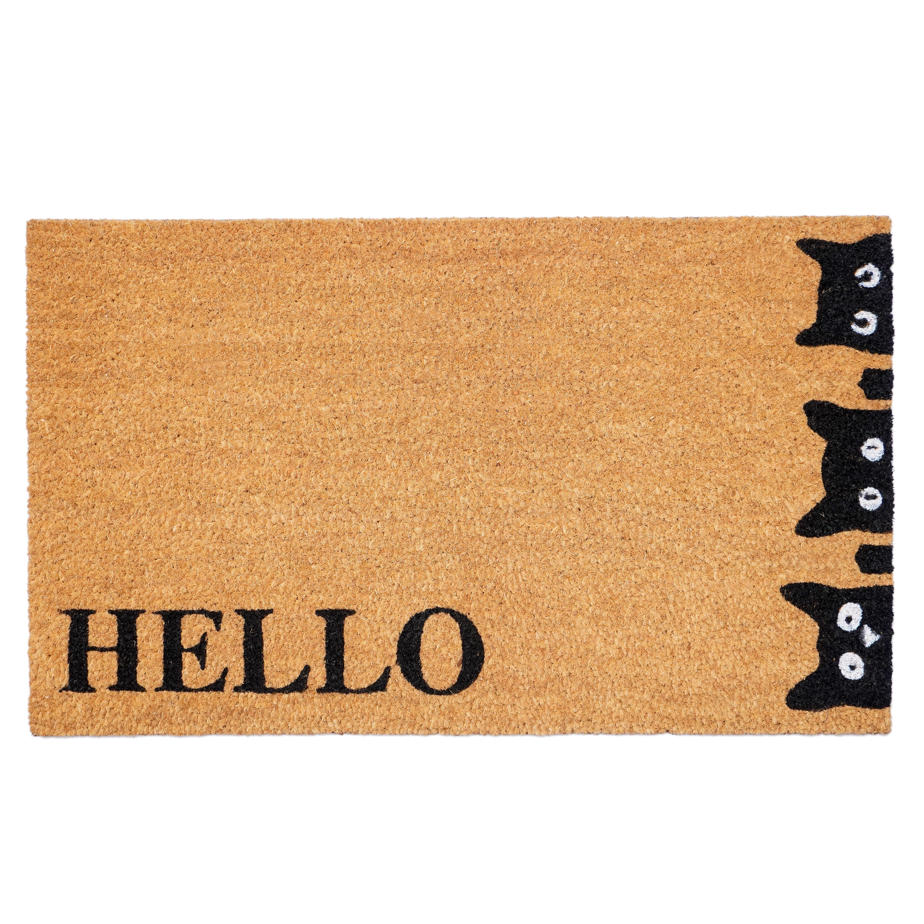 Calloway Mills 107501729 Peeking Kitties Doormat 17'' x 29'', Natural, Black