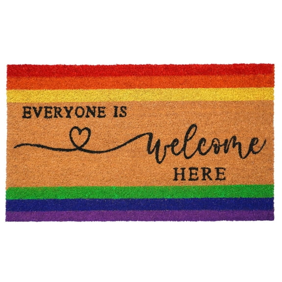 Calloway Mills 107832436 24 x 36 in. Coir & Vinyl Everyone is Welcome Here Rectangular Doormat - Multi Color