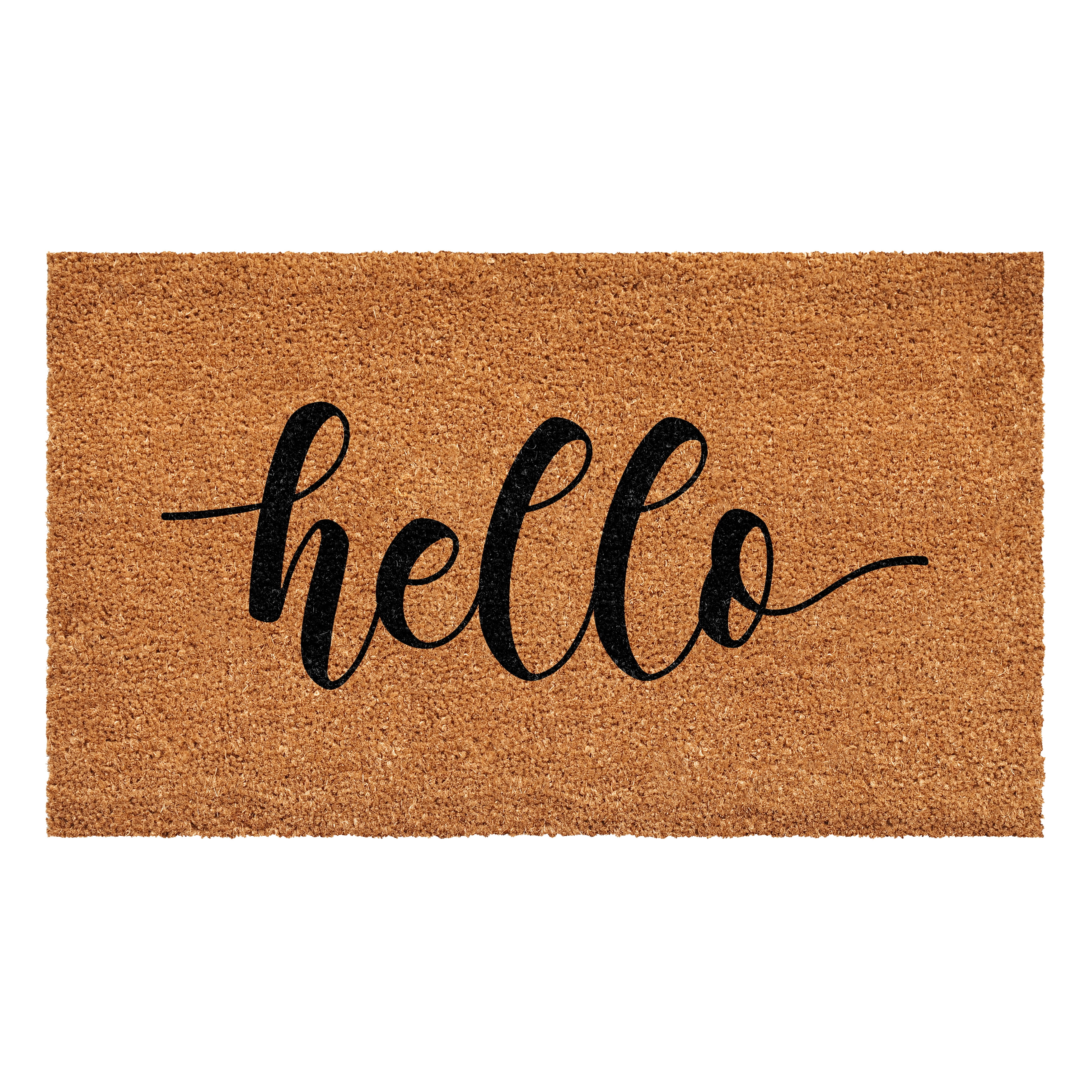 Charming 'Hello' Script Coir Outdoor Doormat, 24" x 36"