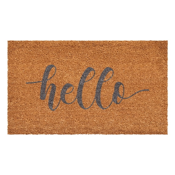 Calloway Mills 112081729 Grey Hello Script Doormat 17" x 29"
