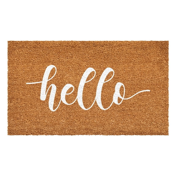Calloway Mills 112093672 White Hello Script Doormat 36" x 72"