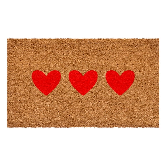 Calloway Mills 112271224 Red Trio Heart Doormat 12" x 24"