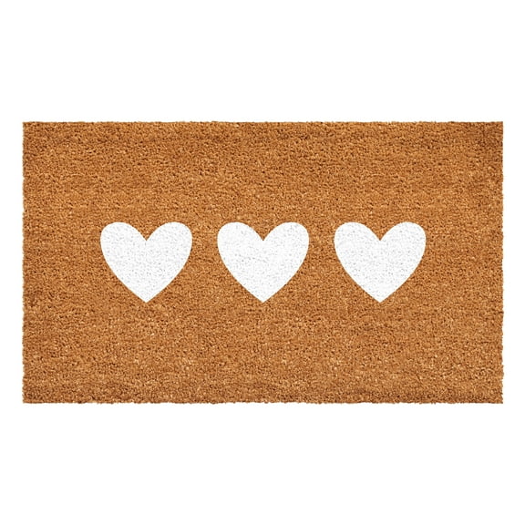 Calloway Mills 112281729 White Trio Heart Doormat 17" x 29"