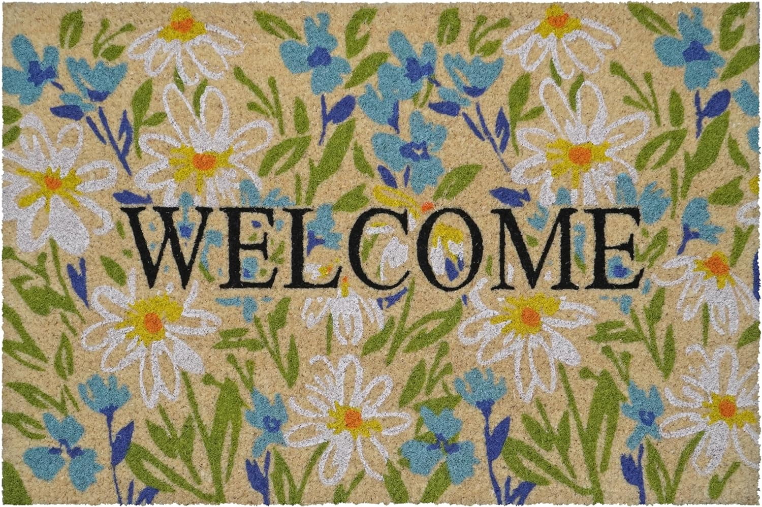 Field of Daisy Welcome Coir Rectangular Indoor/Outdoor Doormat