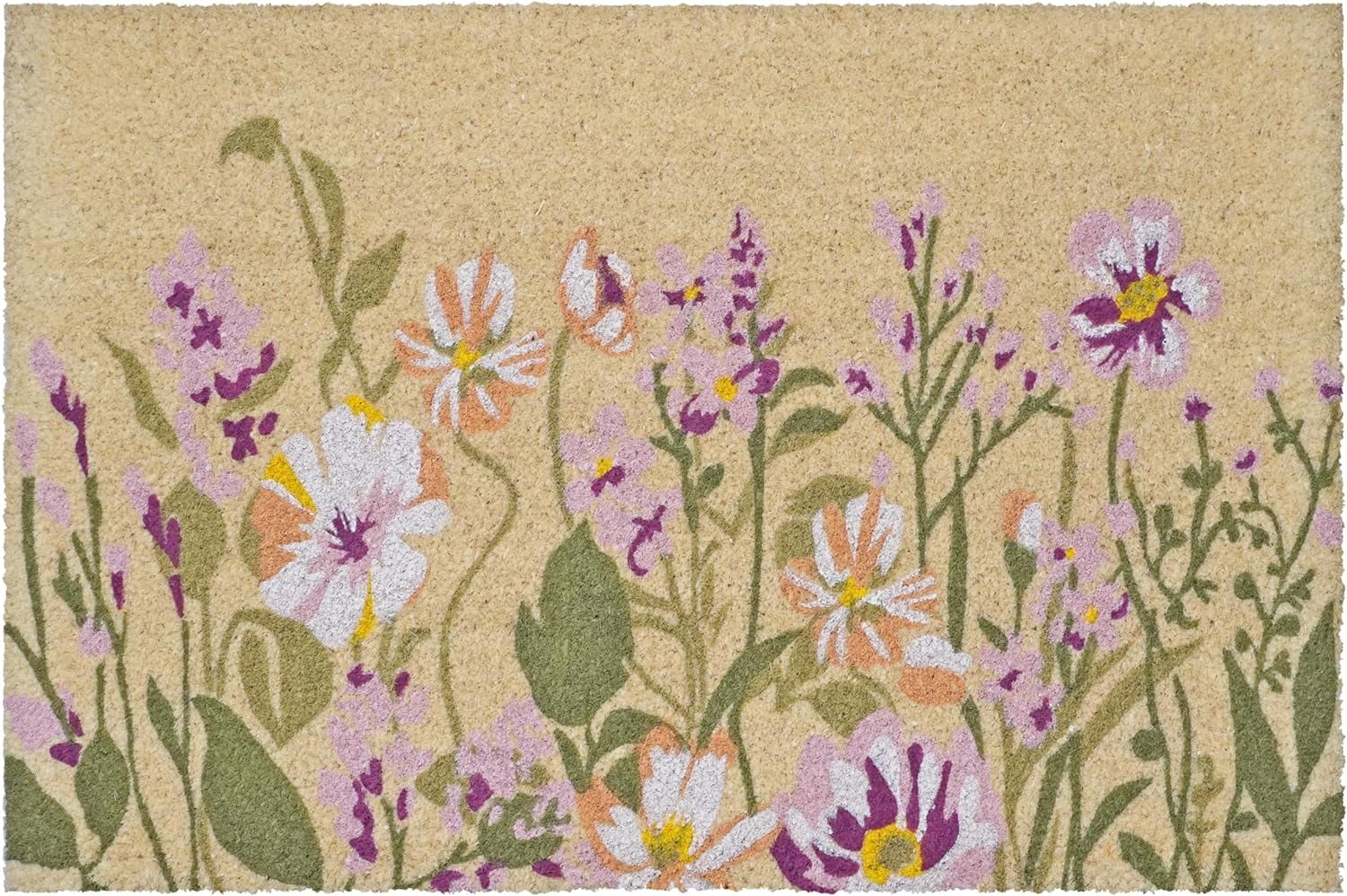 Botanical Garden Beige and Multicolor Coir Outdoor Doormat