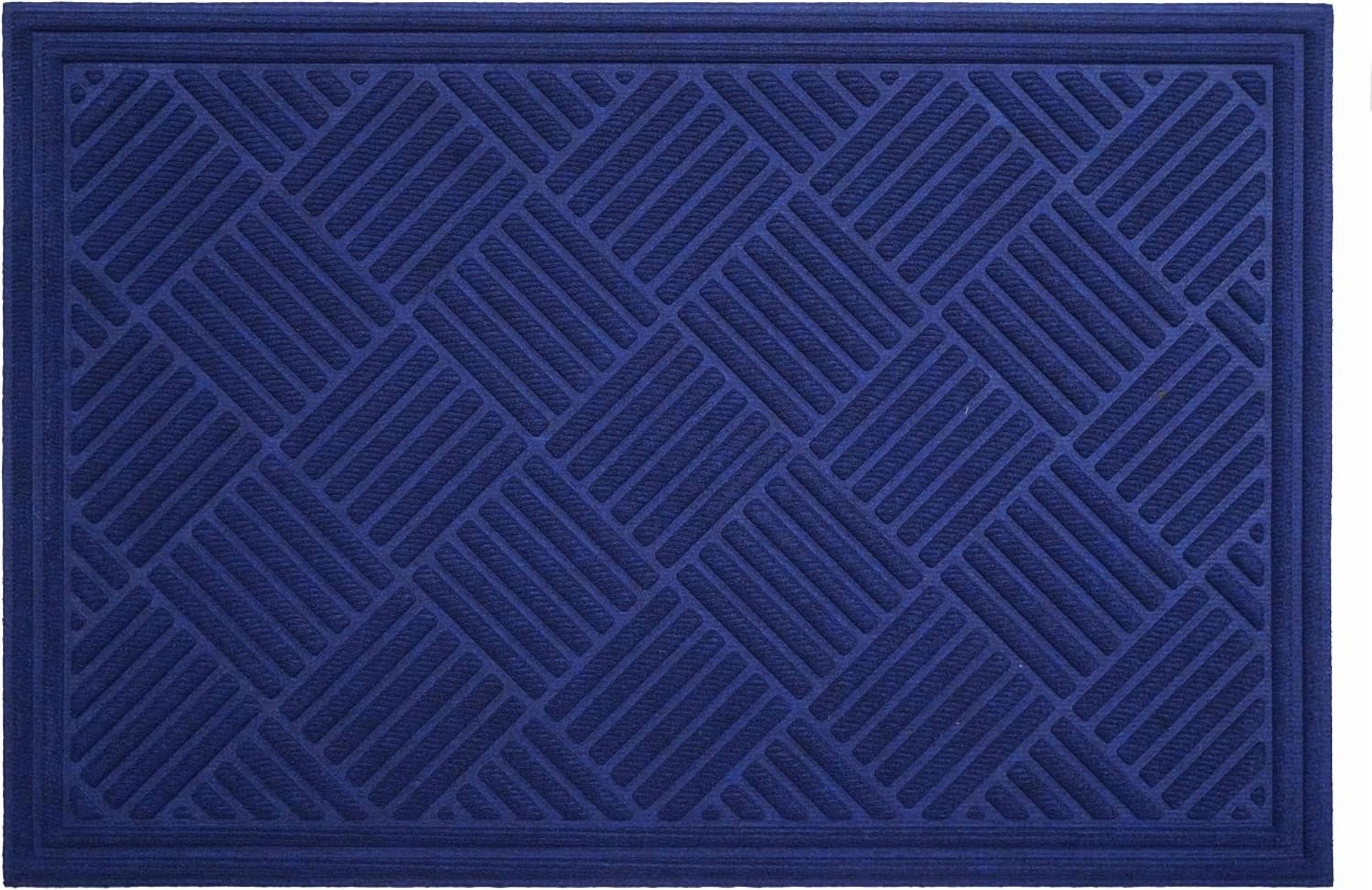Calloway Mills 113240203 Chess Ribbed Blue Mat 2" x 3"