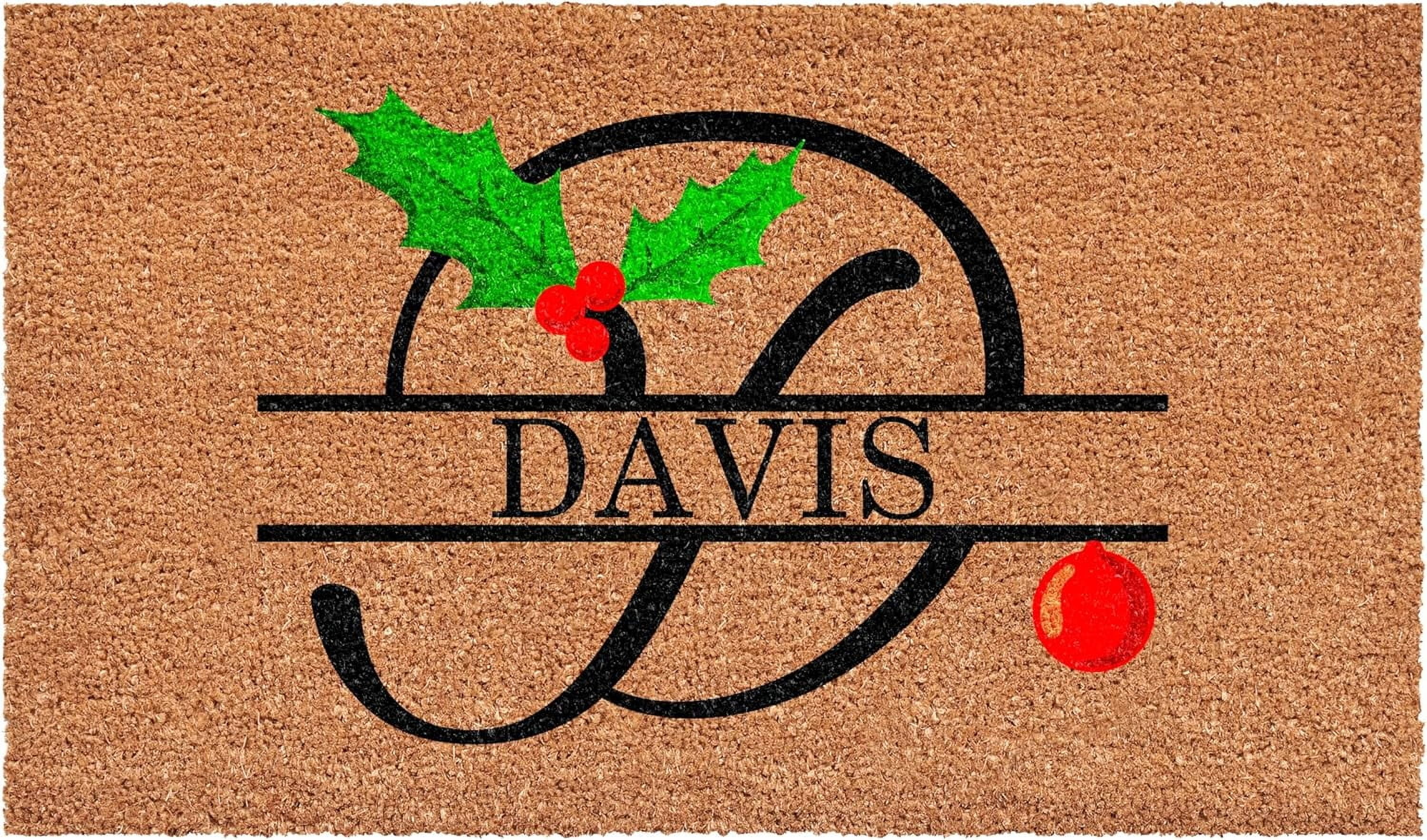 Calloway Mills 114811729D Personalized Christmas Holly Doormat, 17"x29", Letter D