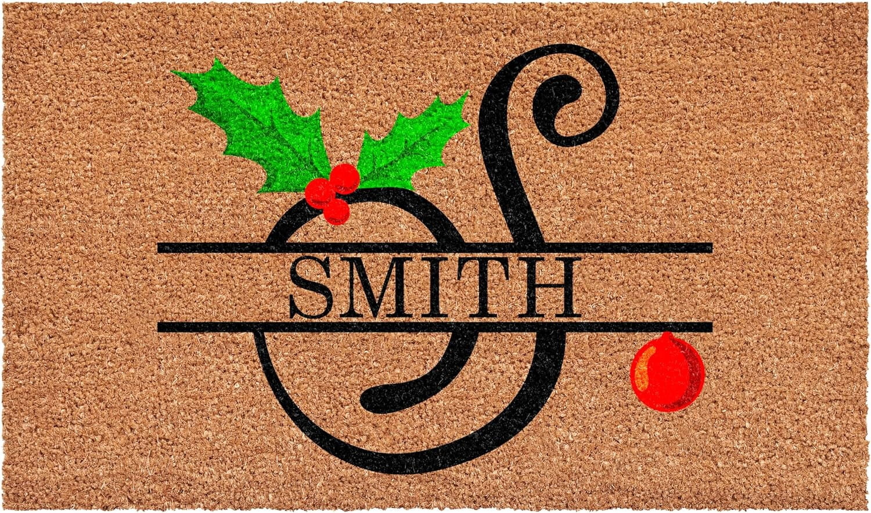 Calloway Mills 114811729S Personalized Christmas Holly Doormat, 17"x29", Letter S
