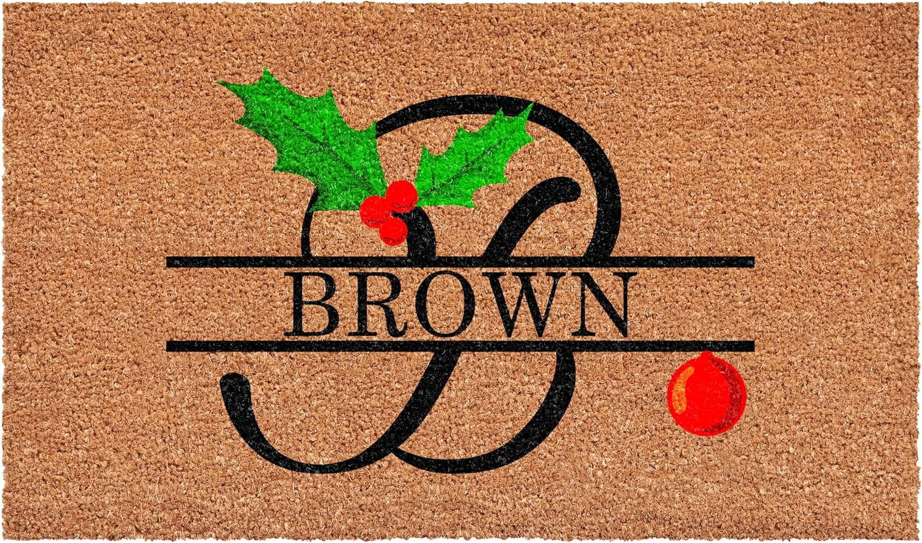 Calloway Mills 114812448B Personalized Christmas Holly Doormat, 24"x48", Letter B