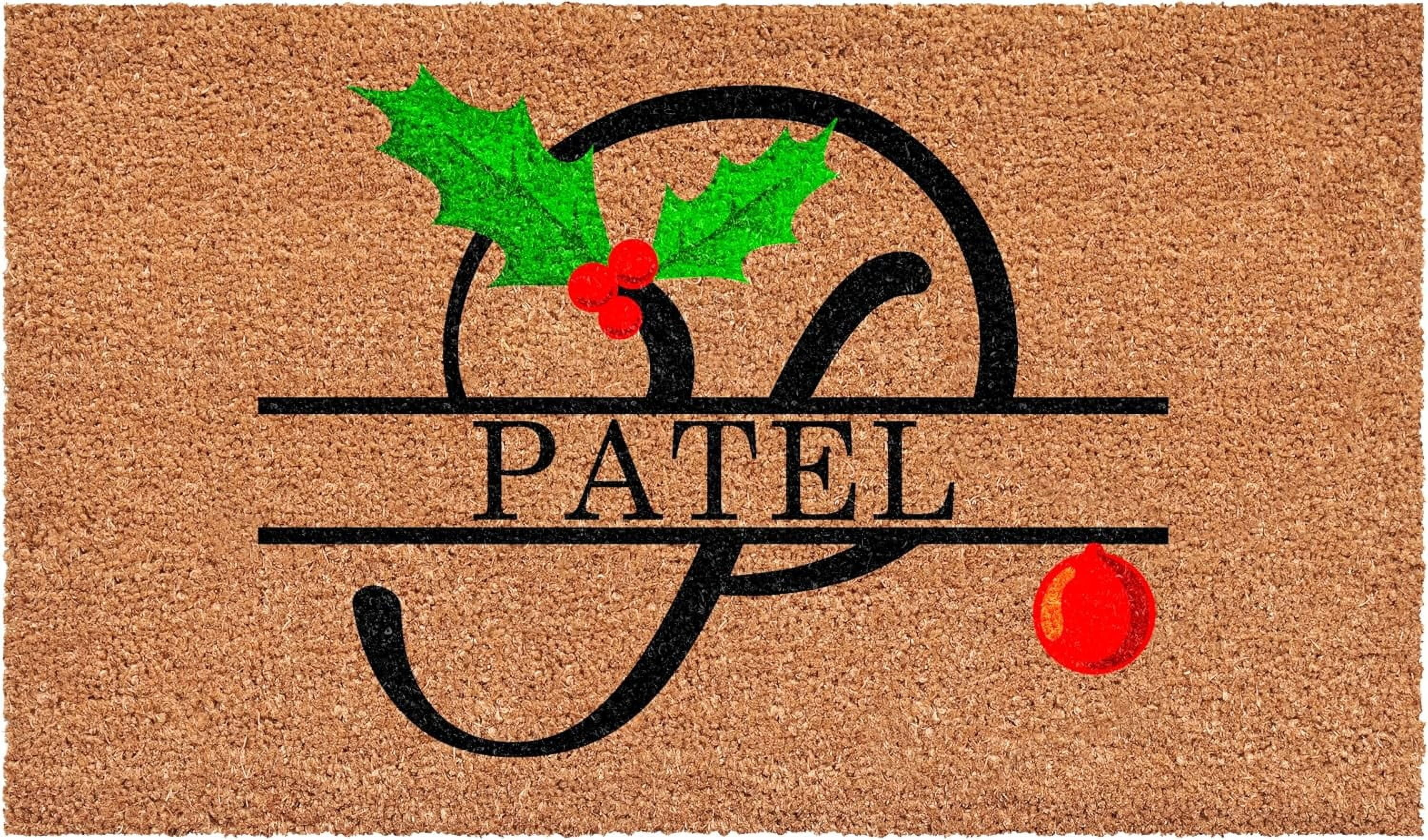 Calloway Mills 114812448P Personalized Christmas Holly Doormat, 24"x48", Letter P