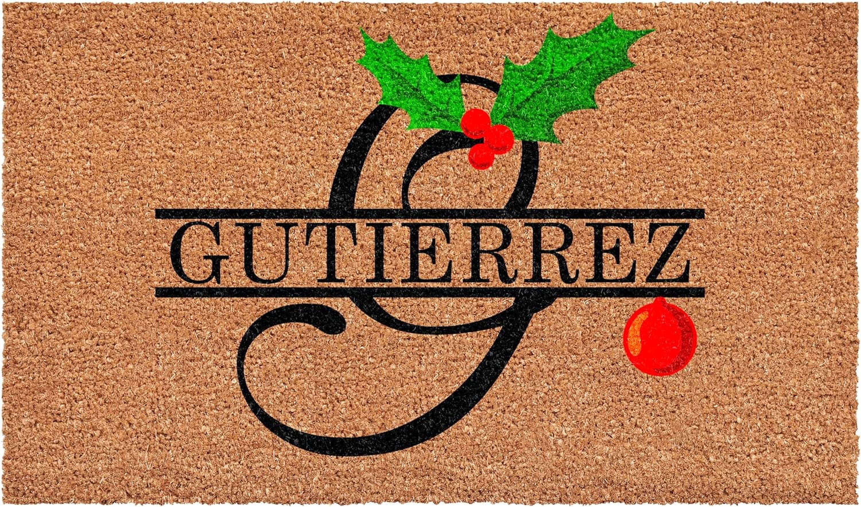 Calloway Mills 114813048G Personalized Christmas Holly Doormat, 30"x48", Letter G
