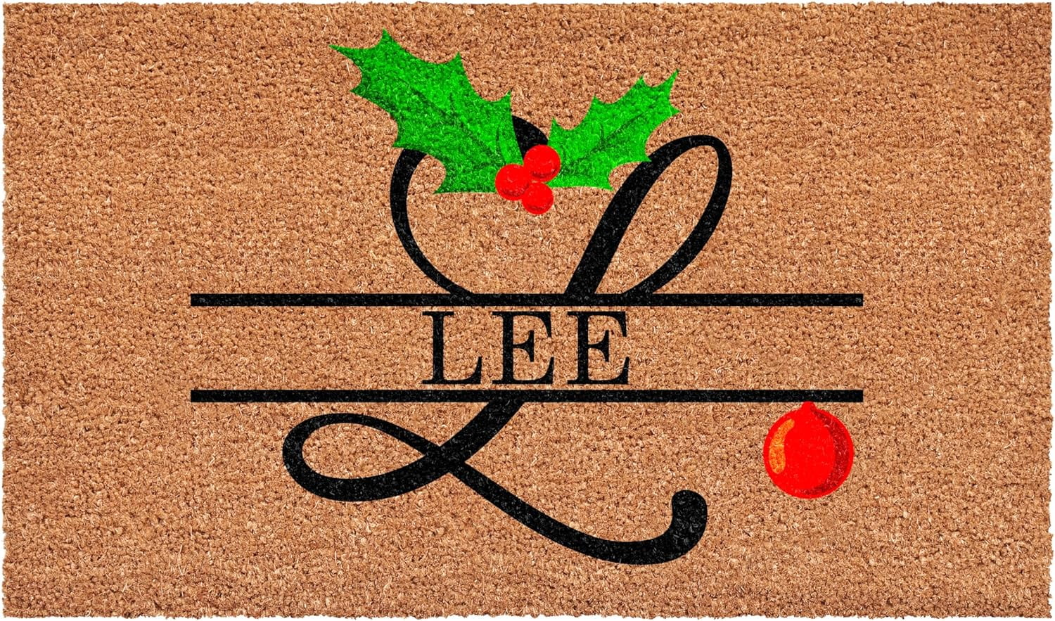 Calloway Mills 114813048L Personalized Christmas Holly Doormat, 30"x48", Letter L