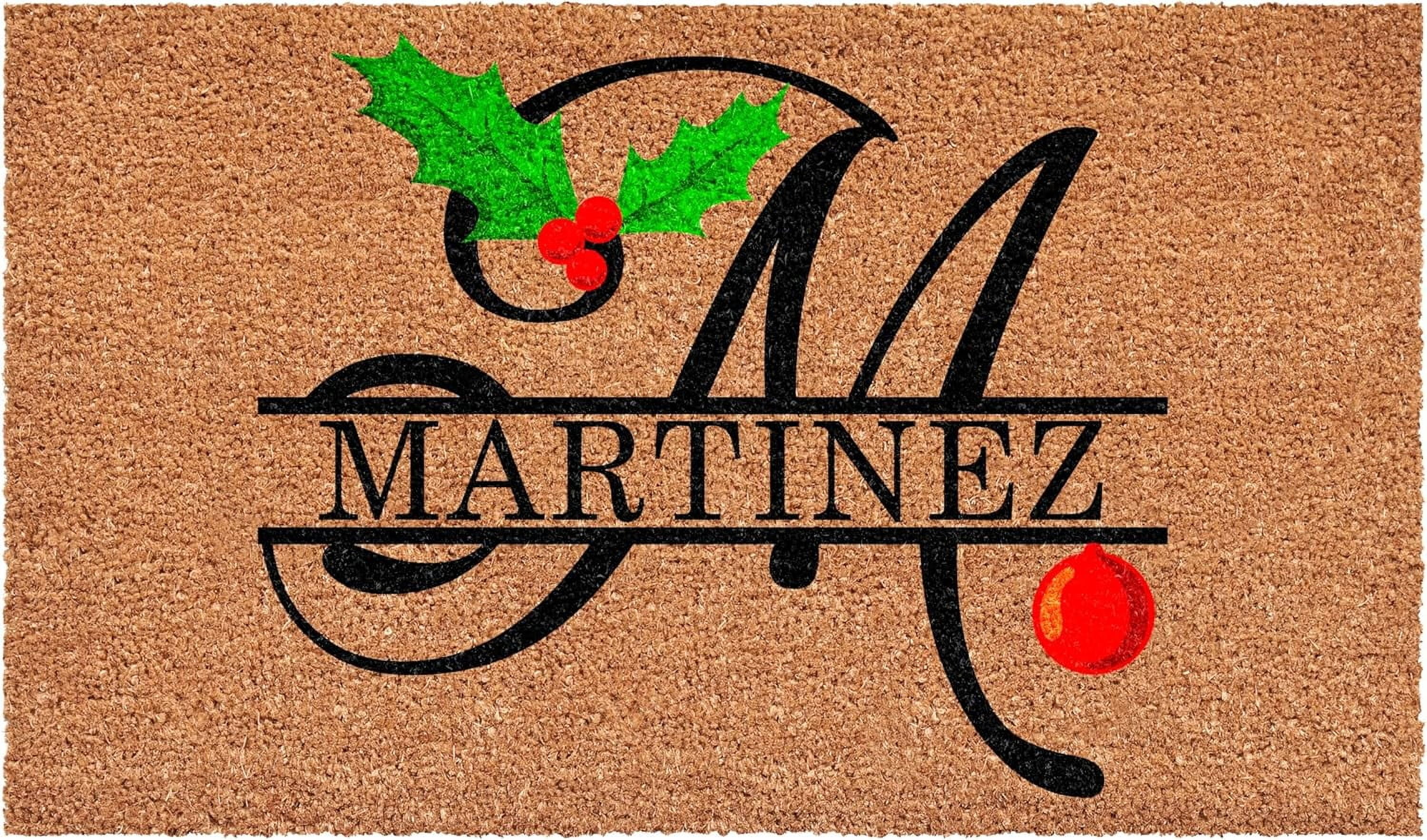 Calloway Mills 114813048M Personalized Christmas Holly Doormat, 30"x48", Letter M