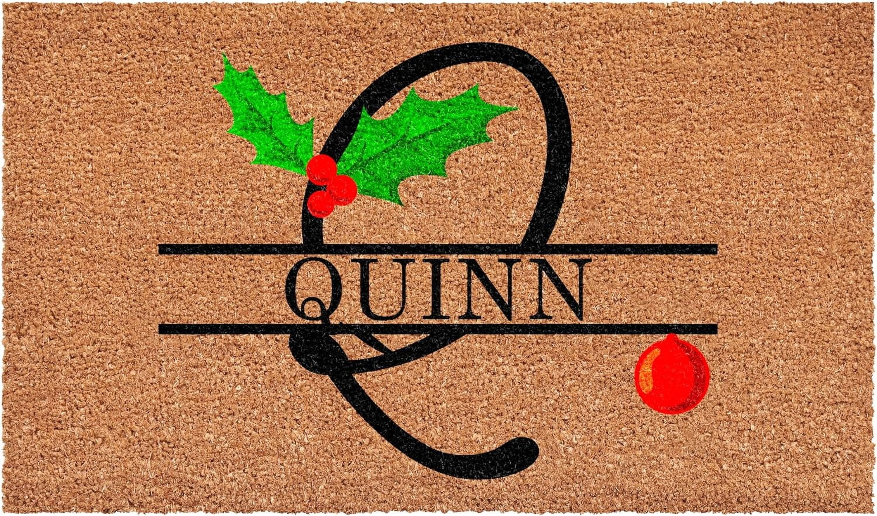Calloway Mills 114813672Q Personalized Christmas Holly Doormat, 36"x72", Letter Q