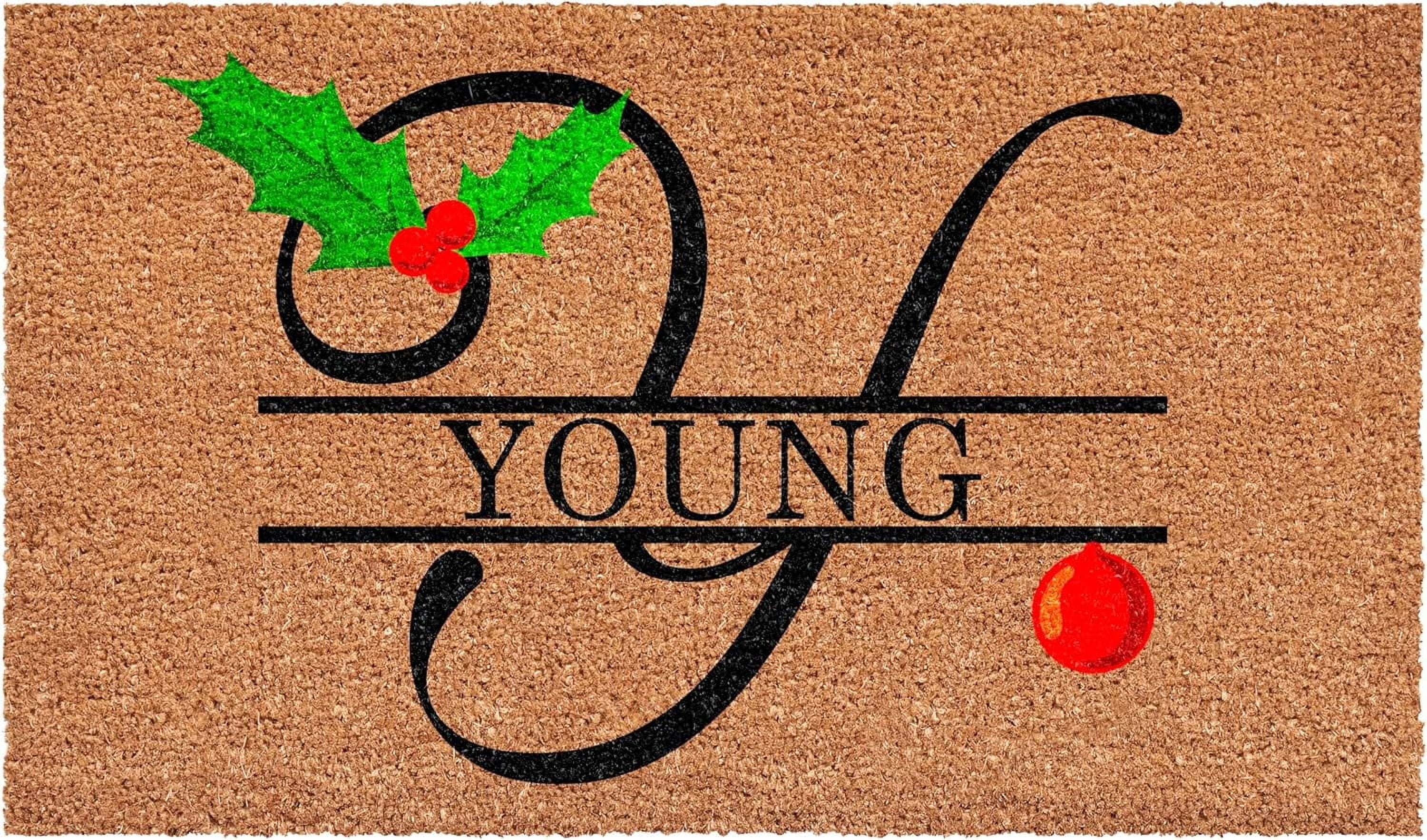Calloway Mills 114813672Y Personalized Christmas Holly Doormat, 36"x72", Letter Y