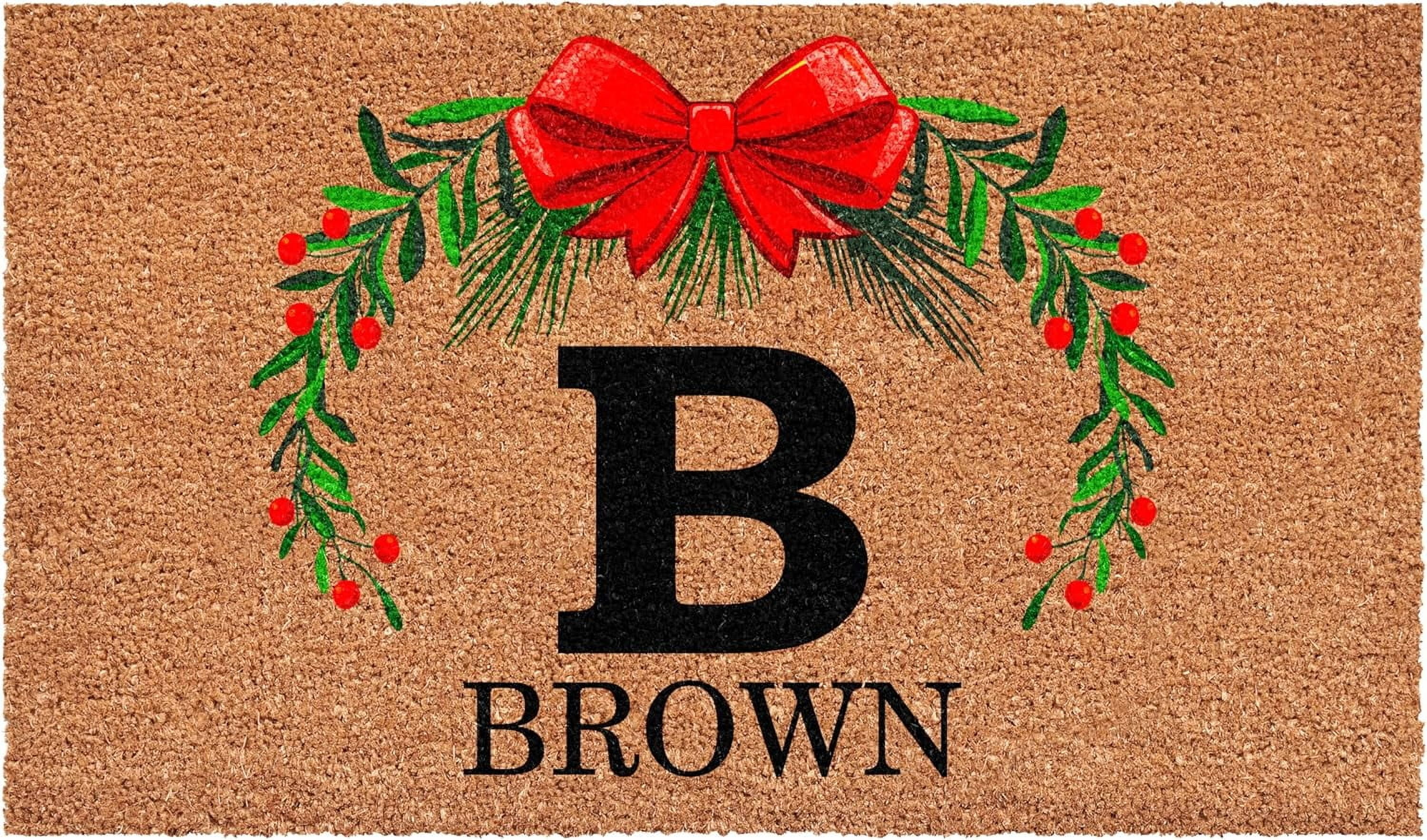 Calloway Mills 114821729B Personalized Christmas Wreath Doormat, 17"x29", Letter B